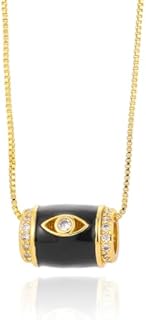 Evil Eye Gold Necklace for Women Girls with Rhinestone Crystal and 18K Gold Plated. Dainty Simulated Diamonds Jewelry Gift.
