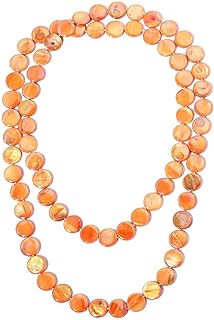 Shop LC Long Shell Bead Necklace for Women - Boho Chic, Western & Summer Style - Ideal Birthday or Mother's Day Gift, No Clasp Design - 46 Inches