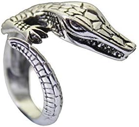 Adjustable Alloy Crocodile Ring - Silver Plated - For Men and Women - Vintage Wildlife Design
