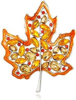 Pin Clasp Gold Maple Leaf Brooch with Cubic Zirconia for Men and Women - Teardrop & Marquise Crystal Design for Elegant Fall Fashion