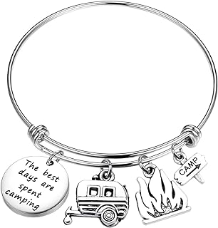 KUIYAI Happy Camping Bracelet The Best Days Are Spent Camping Bangle Camper Jewelry Camping Lovers Gift