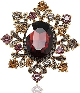 Victorian Style Oval Rhinestone Brooch Pin with Cubic Zirconia for Women and Girls - Gold Plated Fashion Acccessory - Perfect for Hat, Bag, Dress Decoration or as Christmas, Valentine Festival Ornament Jewelry Gift