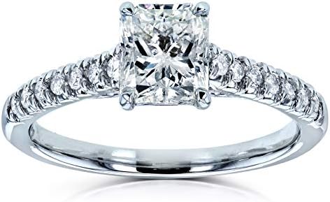 1ct Radiant Diamond French-Cut Engagement Ring in 14k White Gold for Women, Classic Design