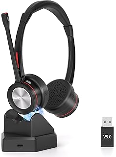 Mairdi Kabelloses Büro-Headset mit Bluetooth 5.2 und Geräuschunterdrückung, Leicht und Langlebig, Ideal für Call-Center und Business Meetings