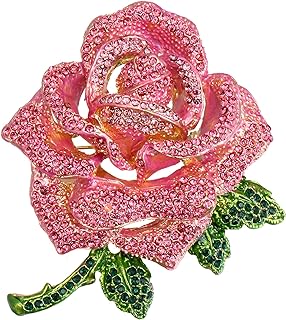 BriLove Women's Austrian Crystal Rhinestones Rose Flower Brooch Pin for Party Prom