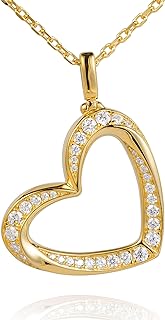 Tender Tilted Heart Pendant Necklace for Women 16-18 inch Adjustable Cable Chain