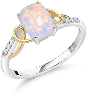 Gem Stone King 10K Yellow Gold and 925 Sterling Silver 8X6MM Cushion Gemstone Birthstone and Lab Grown Diamond Engagement Ring | Wedding Anniversary Promise Ring For Women