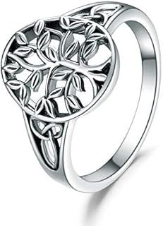 POPKIMI Tree of Life Ring for Her 925 Sterling Silver Tree of Life Rings for Women Girls Celtic Ring Jewelry Anniversary Birthday Gifts for Women Wife Daughter
