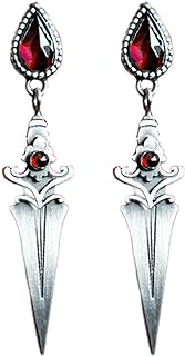 Alloy French Wire Back Spike Stud Earrings in Sword Drop Design with Radiant Crystal for Women - Unique Vintage Prom Gothic Jewelry Gift