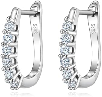 925 Sterling Silver Moissanite Diamond Hoop Earrings for Women, White Gold Plated, Hypoallergenic - Perfect for Celebrations or Everyday Wear