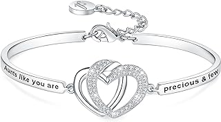 "Aunts Like You Are Precious and Few" Rose Gold Plated Brass Charm Bracelet with Cubic Zirconia and Box Chain, Perfect for Mother's Day, Aunt/Niece Gift, Women Girl Jewelry