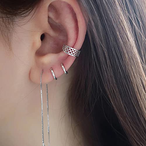 3 Pairs Small Cartilage Hoop Earrings for Women Men, Hypoallergenic Sterling Silver Post Huggie Earrings, 8/10/12mm