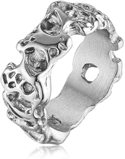 Unique Biker Wedding Rings: Stainless Steel Potholed Design for Men and Women - Comfortable, Hip and Durable Accessory for all Occasions