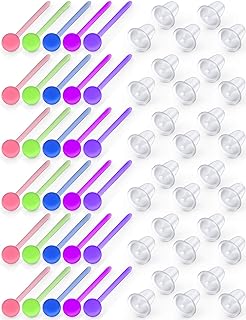 Jenxnjsjo Clear Plastic Earrings for Work Sports MRI Sensitive Ears Medical Grade Silicone Invisible Transparent 20g Post Studs Earings Ear Back Spacers Piercing Retainer for Women Girls