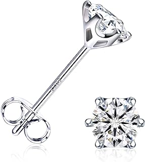 Brilliant Round-Cut Moissanite Stud Earrings with Push-Back Design in Silver-Plated White Gold for Sophisticated Everyday Elegance