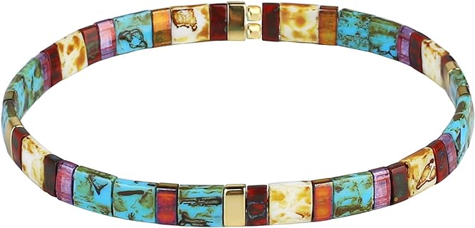 KELITCH Fashion Tila Miyuki Beaded Bracelet Colorful Elastic Stretch Bracelets Women Friendship Bracelets Birthday Presents