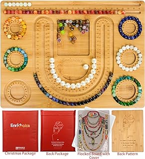Enrichoice Bracelet Bead Board in Natural Bamboo with U-Groove Design for Kid's Jewelry Crafting, Party-Themed, Female Cartoon Character Accessories Design