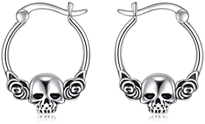 Gothic Skull/Dragon Hoop Earrings Sterling Silver Vintage Jewelry Gift for Women Men