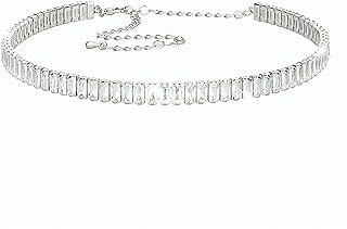 Glowave Rhinestone Choker Necklaces Tennis Necklace Sparkly Crystal Necklace Rhinestone Necklace Diamond Choker Chain Jewelry Fashion Minimalist Party Prom Accessories for Women and Girls