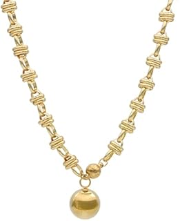 Ball Clasp 18K Gold Plated Byzantine Link Necklace with Layered Chain for Unisex, Elegant Design