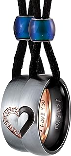 2Pcs Matching Heart Pendant Necklaces for Couples with Curb Chain and Lobster-Claw Clasp, Sparkling Cubic Zirconia, Stainless Steel