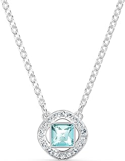 Lobster Clasp Large Square Pendant Necklace with Box Chain and Swarovski Crystal for Women - Angelic Square Collection