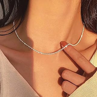Collier Choker Minimaliste en Argent Atentuyi pour Femmes et Filles, avec Chaîne à Maillons Dainty et Fermoir Mousqueton, Idéal pour Mariages, Dîners et Fêtes