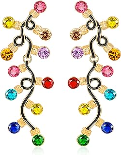 INNERDIVA Christmas Wreath Stud Earrings with Push Back Design for Women - Brass Made Festive Jewelry Gift