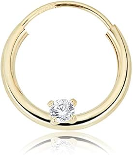 AVORA 14K Yellow Gold Cartilage Hoop with Sparkling Cubic Zirconia – 050 Gauge, 11mm Diameter