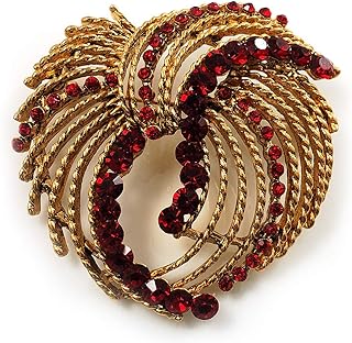 Vintage Antique Gold Bow Crystal Brooch (Ruby Red)