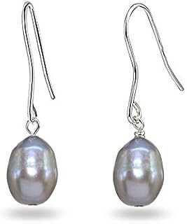 Sterling Silver Baroque Cultured Freshwater Pearl Dainty Drop Dangle Earrings
