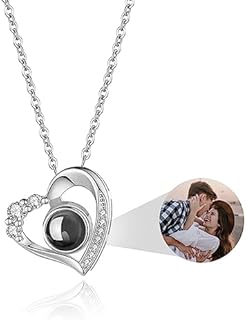 Easycosy Personalized Stainless Steel Picture Necklace with Cable Chain - Ideal Birthday or Valentines Gift for Women - Gold Heart Locket Design