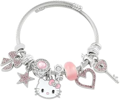 Kawaii Charms Bracelets Bangle Bracelets, Cartoon Adjustable Cute Cuff Bracelet Jewelry Gifts for Girls Women