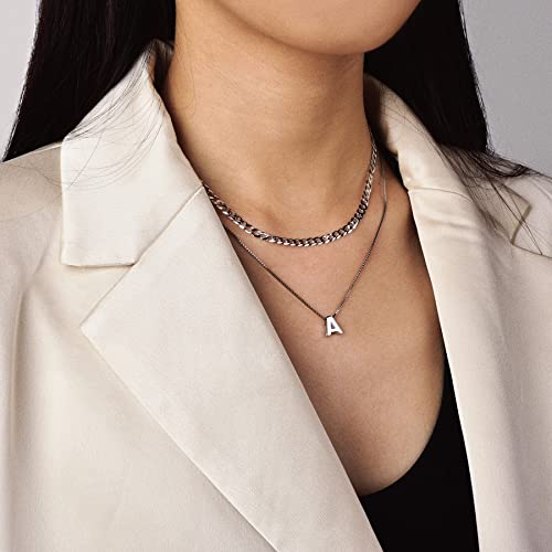 CANDYFANCY Initial Necklace 925 Sterling Silver Letter Pendant Personalized 26 Alphabet Necklace for Women Men A-Z