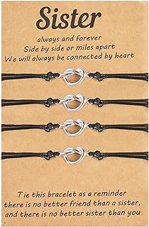 Your Always Charm 2/3/4/5 Pcs Sister Bracelets Sister Gifts Love Knot Infinity Bracelets Sister Matching Bracelets Long Distance Bracelets with Card for Women