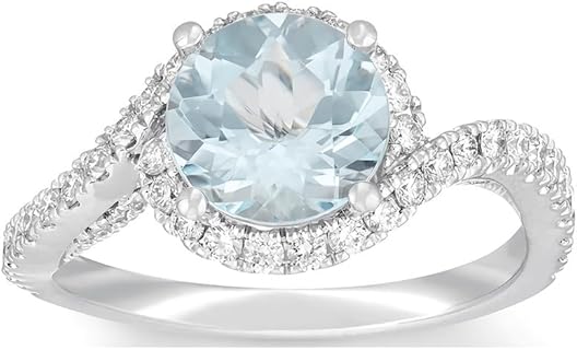 1.62 Carat (ctw) Aquamarine Moissanite Engagement Rings for women Platinum Plated Silver ring moissanite rings