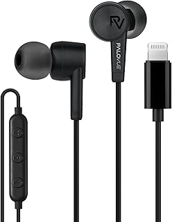 PALOVUE In-Ear Lightning Kopfhörer für iPhone 14/13/12/11/X in Schwarz mit MFi-Zertifizierung und Geräuschisolierung, ideal für Musikliebhaber und kristallklaren Sound