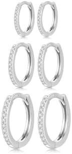 8 pairs Hypoallergenic Earrings Sets for Multiple Piercing |Surgical Steel Flat Back Small stud Earrings | Sterling Silver/Gold Small Huggie Hoop Earrings for Women Men Cartilage Earrings Hoop Stud