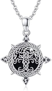 Compass Locket Necklace in Sterling Silver with Cable Chain, Ideal for Women, Girls, and Boys, Tree of Life Design