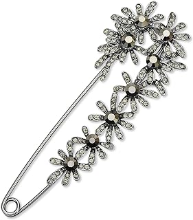 Gold-Plated Vintage Daisy Brooch with Cubic Zirconia Crystals & Safety Pin Clasp for Women - Ideal for Suits, Scarves, Hats, and Sweaters