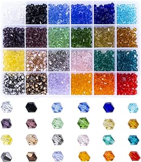 6MM Round Glass Beads Crystal Birthstone for Bracelets with Glossy Finish by HDCRYSTALGIFTS - versatile for DIY Jewelry (1200pcs Set)