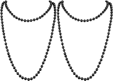 2 Piece 1920s Faux Pearls Beads Necklacefor Women Girls Long Imitation Pearl Strands Flapper Necklace 55 Inch Vintage Costume Party Jewelry