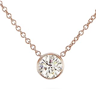 IGI Certified Brilliant Cut White Diamond Pendant Necklace with Lobster Claw in 14k Rose Gold for Women - Timeless Round Solitaire Design on an 18-inch Cable Chain