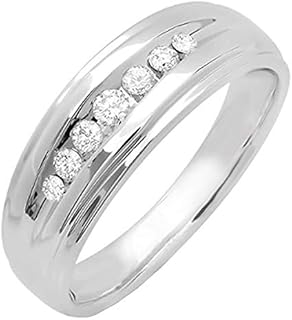 14k White Gold and Diamond Encrusted Men's Wedding Anniversary Band from Dazzlingrock Collection - Elegant, Stylish and Durable Size 12