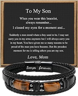 Stainless Steel Batman Bead Bracelet with Tiger's Eye and Braided Chain, Perfect Gift for Men - Son, Husband, Grandson, Boyfriend, Brother, Dad