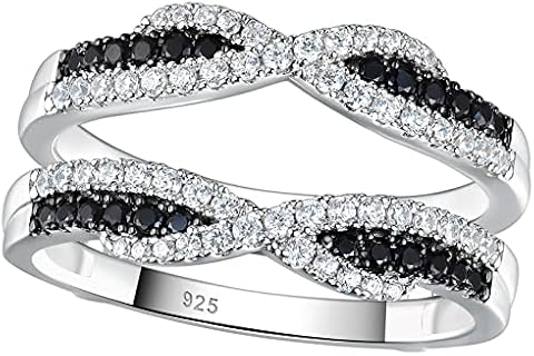 SHELOVES Ring Enhancer for Engagement Rings Black White Cubic Zirconia Wedding Bands 925 Sterling Silver 5-10