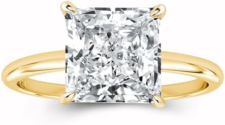 4CT Solitaire Princess Cut Engagement Ring,18K Yellow Gold Plated 925 Sterling Silver Promise Ring