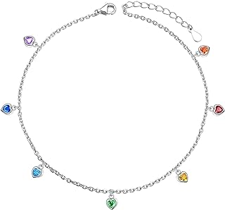 DAOSHANG Ankle Bracelets For Women Sterling Silver Butterfly/Heart/Moon/Pineapple/Celtic Anklets For Women Multicolor Ankle Bracelet Birthday Jewelry Adjustable Anklet Chakra Gift for Sister Daughter