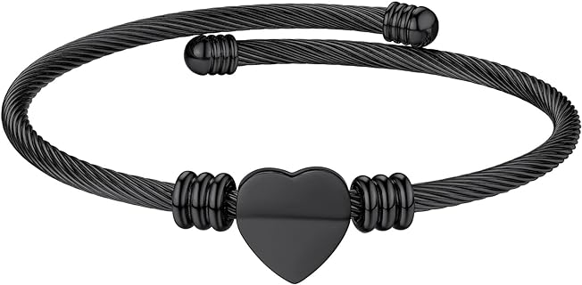 GOLDCHIC JEWELRY Personalized Heart Locket Bracelet That Holds Pictures for Women Girls, Stainless Steel Custom Adjustable Link Bracelets in Gold/Black