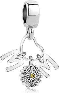 Chili Jewelry Daisy Charm Bracelet: Featuring Heart Love Mom Forever Design, Perfect for Mother, Compatible with Pandora Bracelets, Crafted in Copper